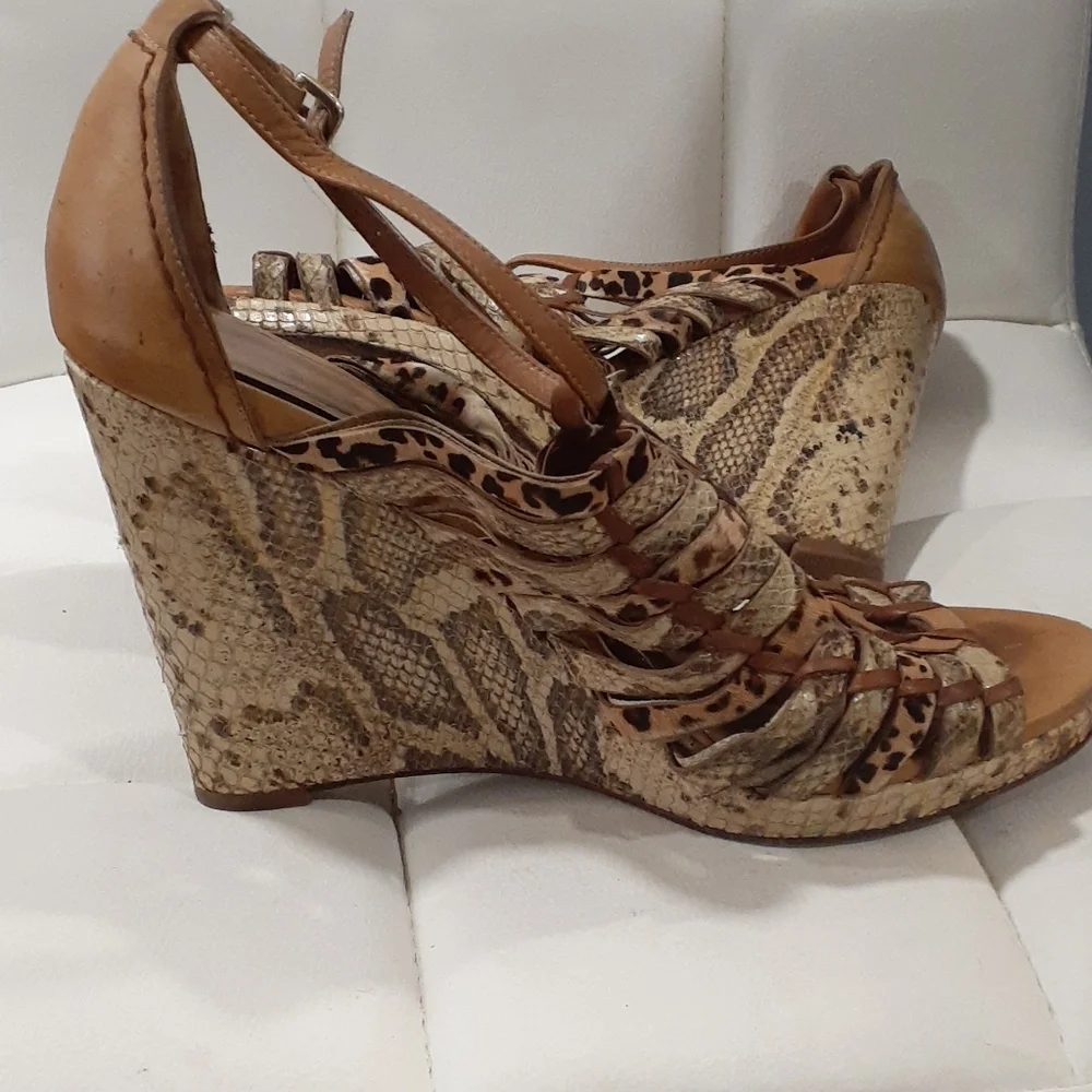 Cole haan snake skin/leather wedge size 9B